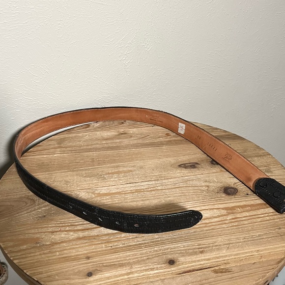 Vintage Tony Lama Black Genuine Elephant Exotic Skin Leather Belt Mens 38 - Picture 7 of 9